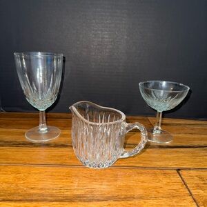 Vintage Crystal Glasses and Creamer